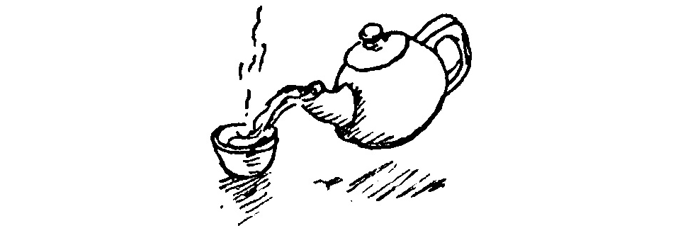 An illustration of a teapot pouring tea into a mug